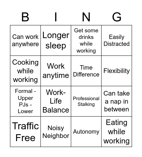 Joanna Bingo Card