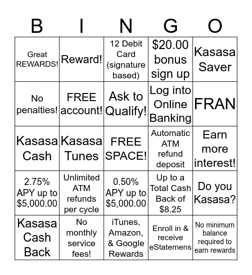 KASASA BINGO Card