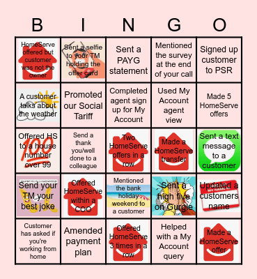 Homeserve Bingo Card