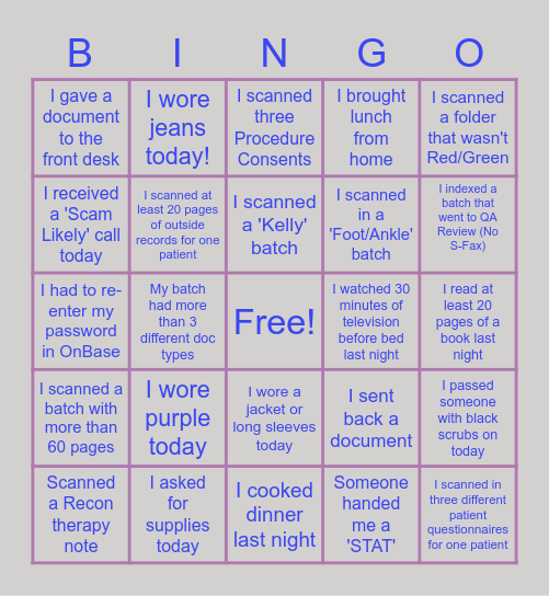 HIM Bingo Card