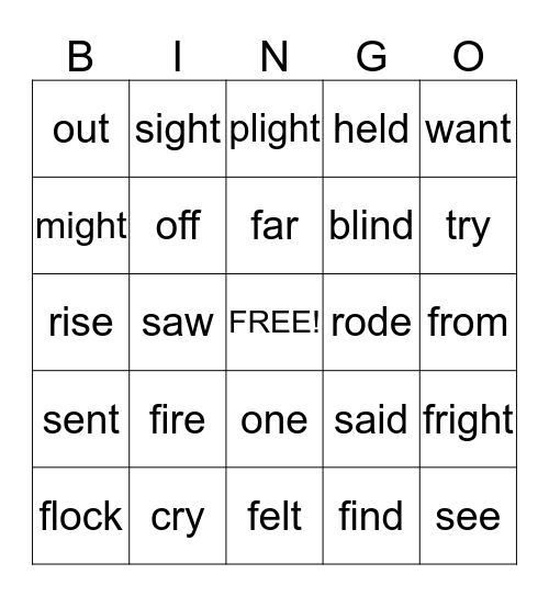 The Kind Knight Bingo Card