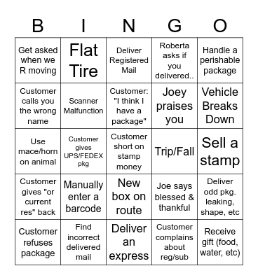 Postal BINGO Card