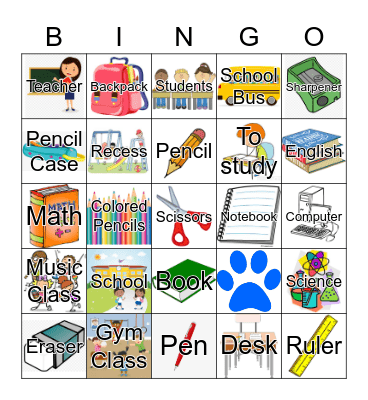 School Bingo Card