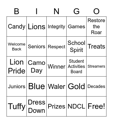 Luau Bingo Card