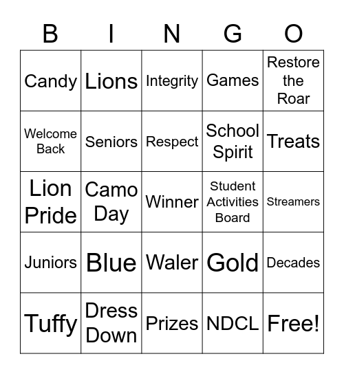 Luau Bingo Card