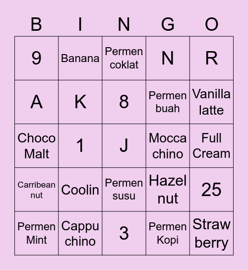 JENABY Bingo Card