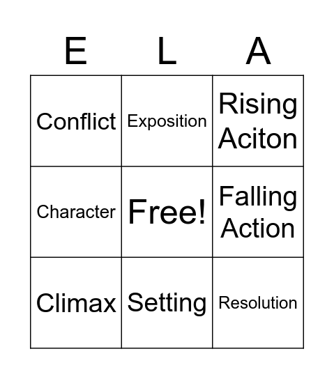 Story Elements Bingo Card