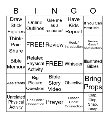 Sermons For Saplings BINGO Card