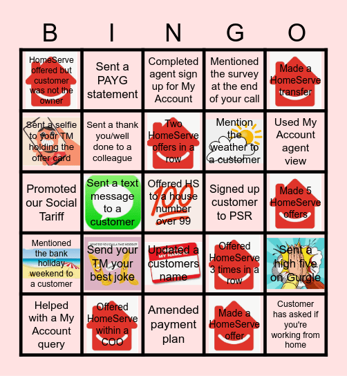 Homeserve Bingo Card