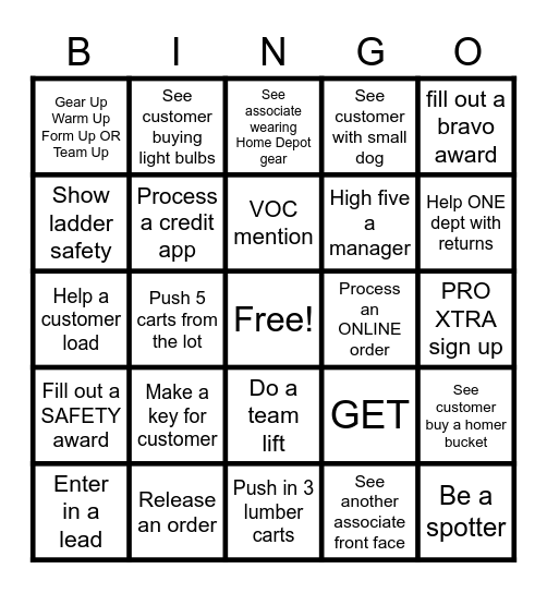 InFocus Awareness Bingo Card