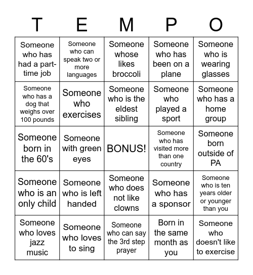 HUMAN BINGO Card