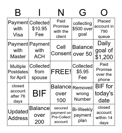 Pre Collect BINGO  Bingo Card
