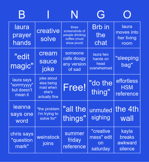 yeesh Bingo Card