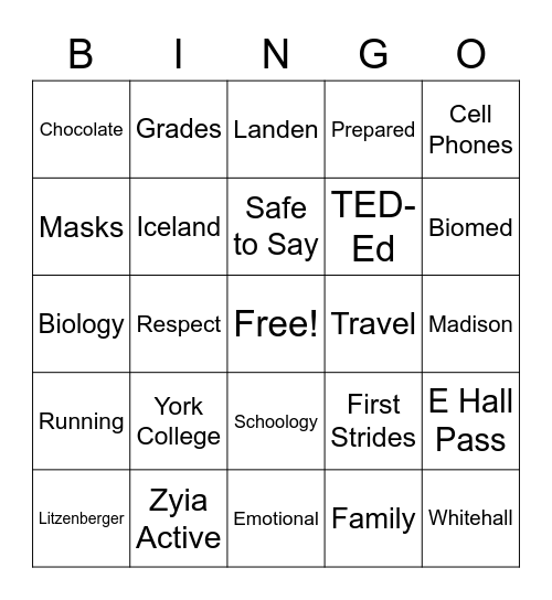 Litzenberger- Who Am I? Bingo Card
