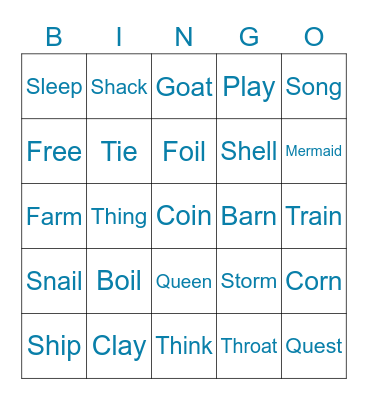 Vowel Teams Bingo Card