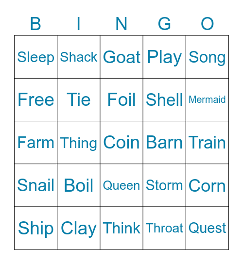Vowel Teams Bingo Card