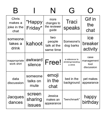 Calibration Bingo Card