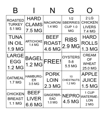 IRON BINGO Card