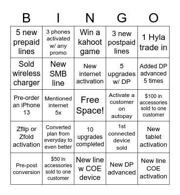 September 2021 Bingo Card