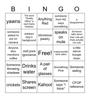 Calibration Bingo Card