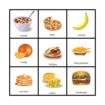 Food and drinks Bingo Card