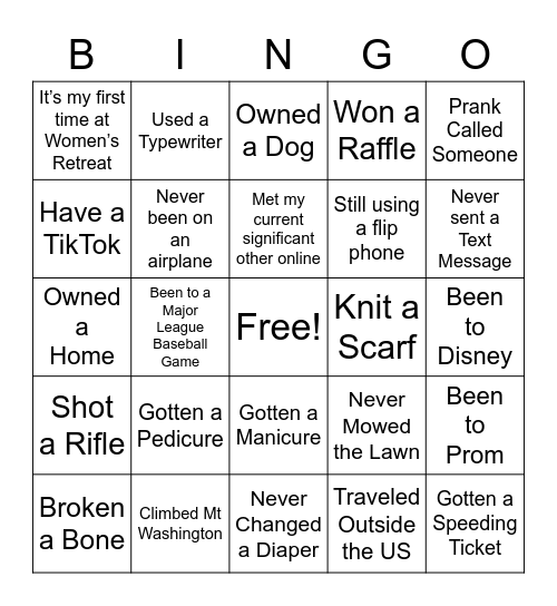 Human Bingo Card