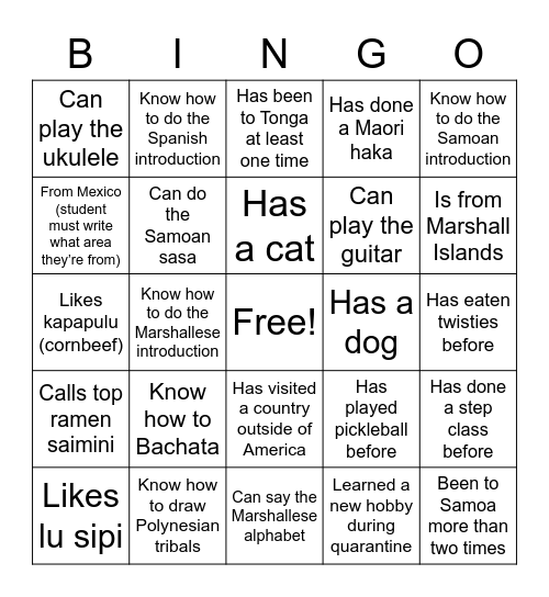 Untitled Bingo Card