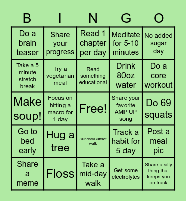 Veggie Bingo Card