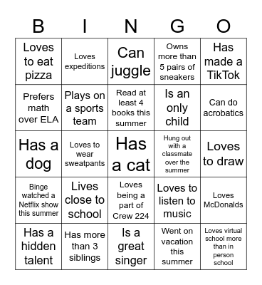 "Who Am I?" BINGO! Bingo Card