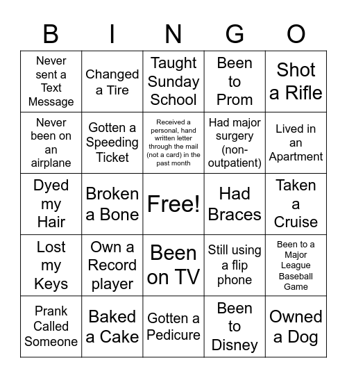 Human Bingo Card