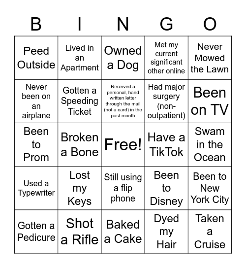 Human Bingo Card