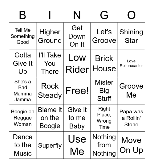 Funky Soul Bingo Card