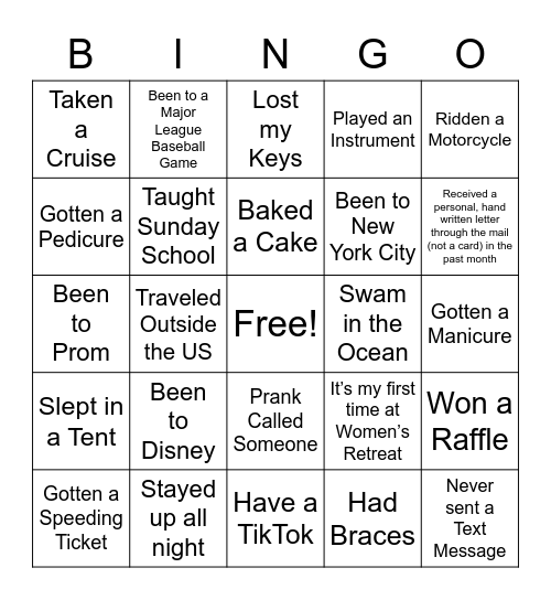 Human Bingo Card