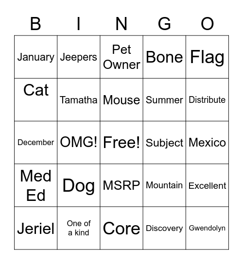 Untitled Bingo Card