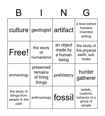 Topic 1, Lesson 1 SS Bingo Card