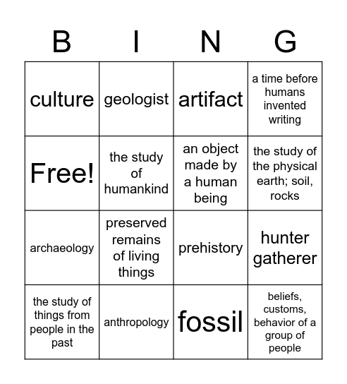 Topic 1, Lesson 1 SS Bingo Card