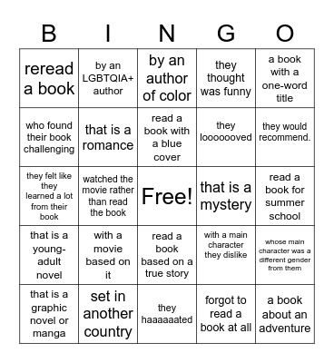 Summer Reading Bingo! Bingo Card