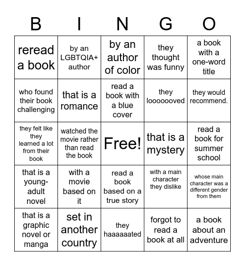Summer Reading Bingo! Bingo Card