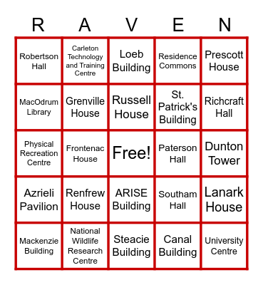 Carleton Residence Bingo Card