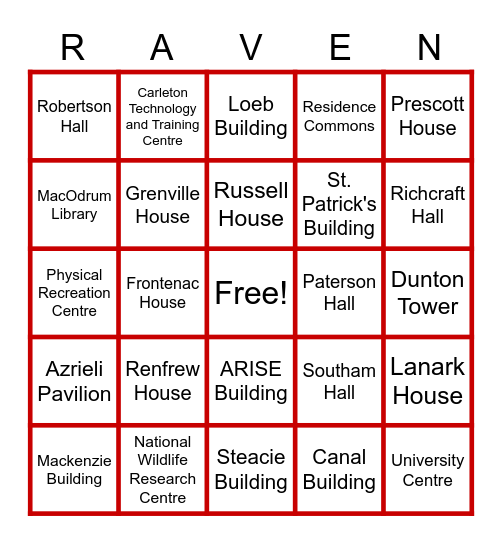 Carleton Residence Bingo Card