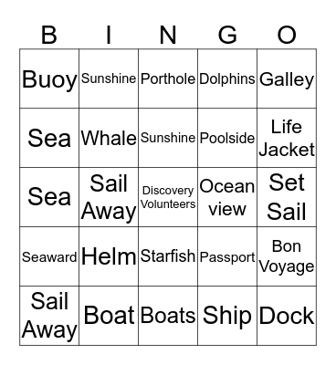 S.S. Discovery  Bingo Card