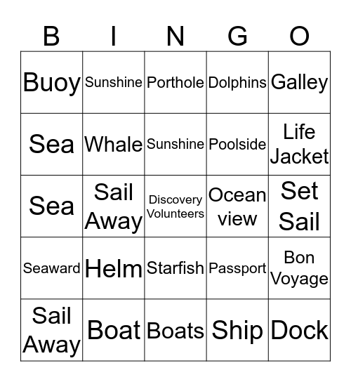 S.S. Discovery  Bingo Card