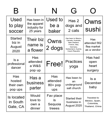 Meet the Makers! Bingo Card