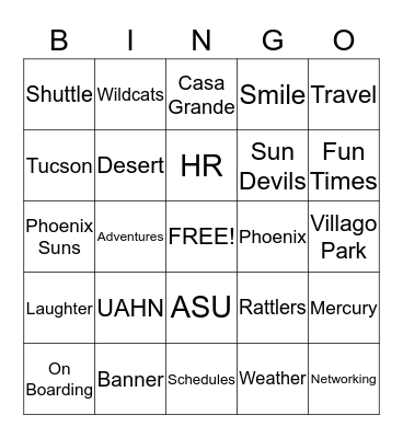 HR Field Days Bingo Card