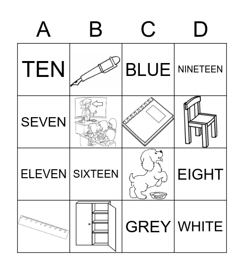 SCHOOL OBJECTS Bingo Card