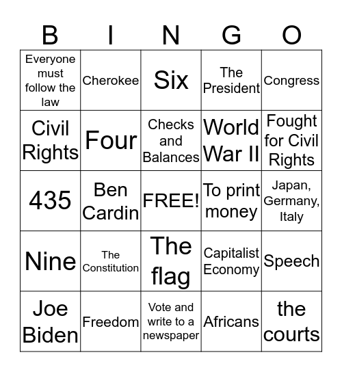 April 11, 2015 Bingo Card