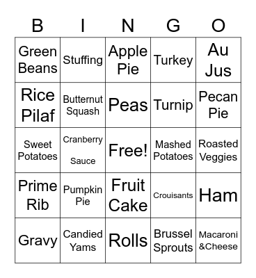 THANKSGIVING Bingo Card