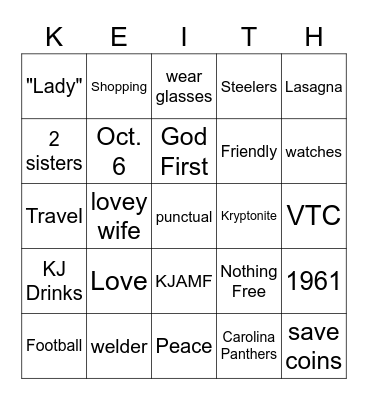 HAPPY 6OTH BIRTHDAY Bingo Card
