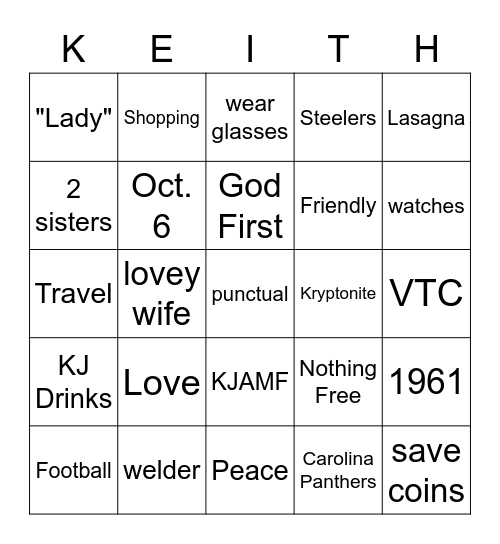 HAPPY 6OTH BIRTHDAY Bingo Card