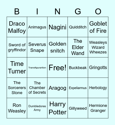 Harry Potter Bingo Card